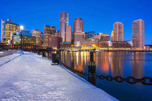 Boston centrum 's nachts — Stockfoto