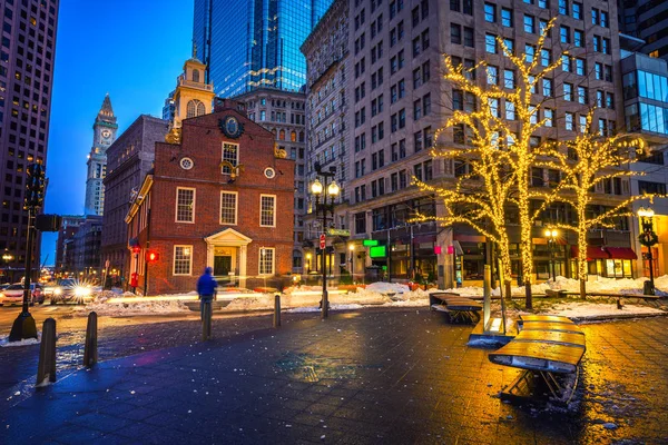 Boston oude staat huis 's nachts — Stockfoto