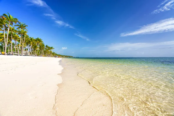 Zonnige ochtend op tropisch strand — Stockfoto