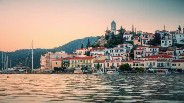 Timelapse de Poros, Grèce au coucher du soleil — Video