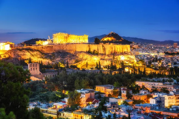 Parthenon, Akropolis i Aten, Grekland vid solnedgången — Stockfoto