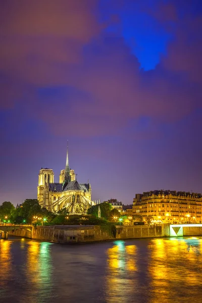 Notre Dame de Paris ночью — стоковое фото