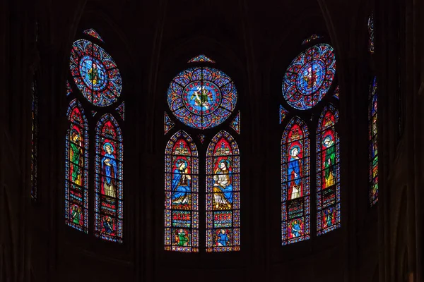 Janela de vidro manchado em Notre dame de Paris — Fotografia de Stock