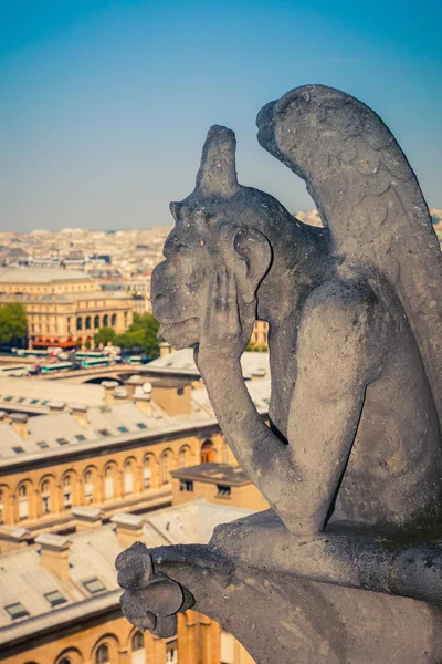 Горгулья на Соборе Нотр-Дам в Париже — стоковое фото