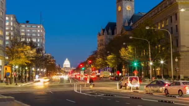 Pennsylvania Avenue à noite, Washington DC, EUA — Vídeo de Stock