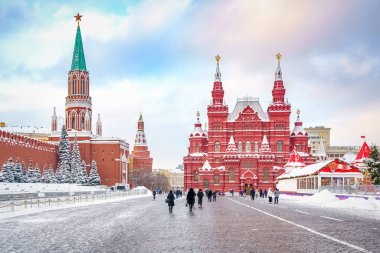 Red square in Moscow at winter clipart