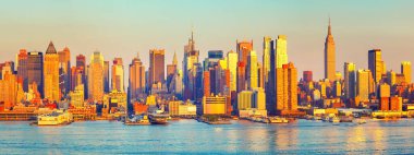 View on Manhattan at sunny evening clipart