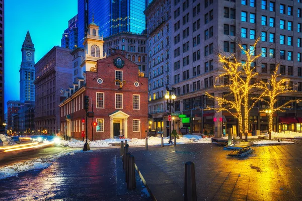 Boston oude staat huis 's nachts — Stockfoto