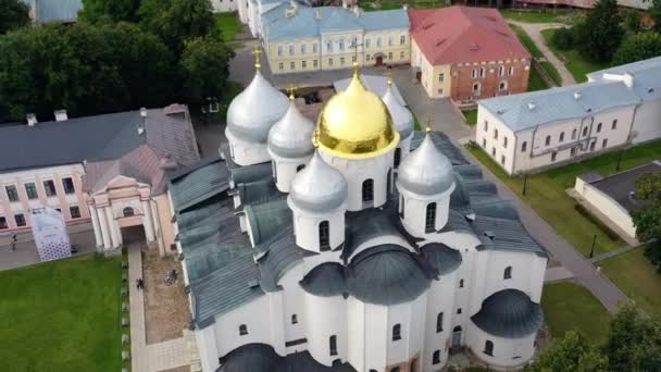 Weliki Nowgorod Russland Kreml Blick Auf Die Sophienkathedrale Von Oben — Stockvideo