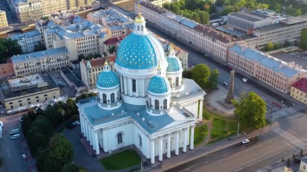 Trinity Cathedral San Petersburgo Rusia Vista Desde Arriba — Vídeo de stock