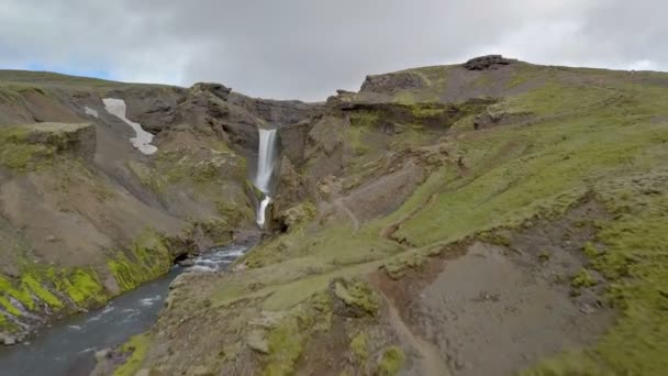 Natureza Verde Islândia Com Cascata Cachoeiras — Vídeo de Stock