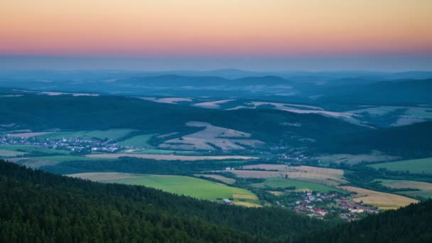 Ранковий схід сонця над сільською місцевістю Landacpe Проміжок часу — стокове відео