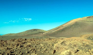 volkanik manzara Timanfaya Milli Parkı'nda. Lanzarote, Kanarya Adaları. İspanya