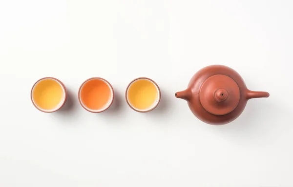 Asiatisches Kultur Und Designkonzept Frischer Taiwan Oolong Tee Und Teekanne — Stockfoto