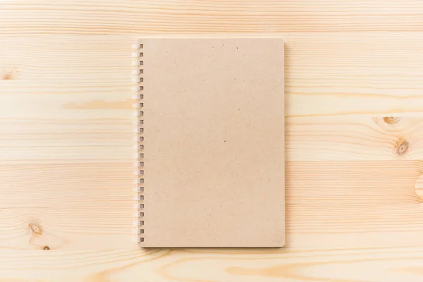 Conceito Design Visão Superior Notebook Espiral Kraft Preto Fundo Mesa — Fotografia de Stock