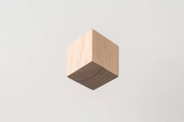 Tasarım konsepti - gri arka plan üzerinde gerçeküstü yerleşimli soyut geometrik çok tahta küp 's illüzyon gibi altıgen ve 3d değil render