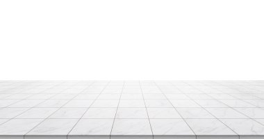 İş kavramı - ekran veya montaj ürün için beyaz arka plan üzerinde izole boş mermer zemin üstü