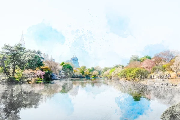 Gyönyörű Piros Levél Virág Sakura Törölje Világos Élénk Kék Tavaszi — Stock Fotó