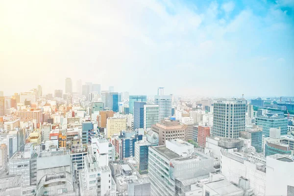 Sabah Mavi Parlak Gökyüzünde Nagoya Japonya Mix Elle Çizilmiş Kroki — Stok fotoğraf