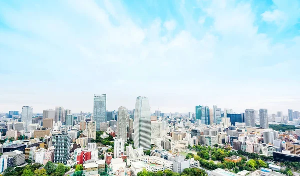 Üzleti Kulturális Koncepció Panorámás Modern Madár Szem Légi Városra Tokyo — Stock Fotó