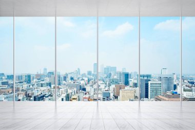 İş ve tasarım konsepti - panoramik modern cityscape kuş gözü havadan görünümü Nagoya, Japonya, görüntü için bina ile mermer zemin ve pencere boş veya yukarı alay