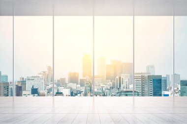 İş ve tasarım konsepti - panoramik modern cityscape kuş gözü havadan görünümü Nagoya, Japonya, görüntü için bina ile mermer zemin ve pencere boş veya yukarı alay