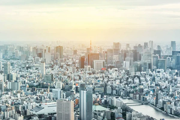Asya Kavramı Emlak Kurumsal Inşaat Alacakaranlık Gökyüzü Tokyo Japonya Altın — Stok fotoğraf
