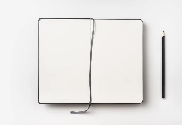 Conceito Negócio Visão Superior Frente Notebook Preto Preto Com Faixa — Fotografia de Stock