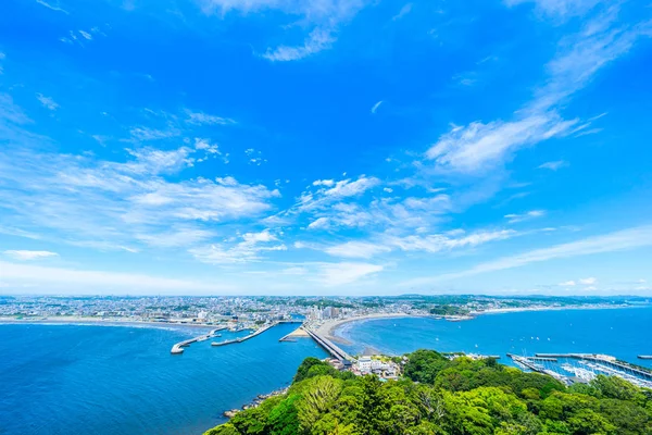 Concepto Viaje Asia Famoso Lugar Viaje Isla Enoshima Horizonte Urbano — Foto de Stock