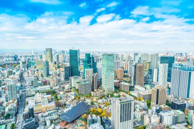 Tokyo şehir mimarisinin gün ışığında görünümü, Japonya