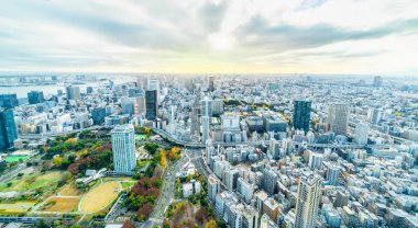 Tokyo şehir mimarisinin gün ışığında görünümü, Japonya