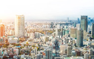 Tokyo şehir mimarisinin gün ışığında görünümü, Japonya