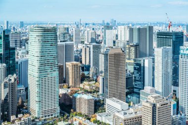 Tokyo şehir mimarisinin gün ışığında görünümü, Japonya