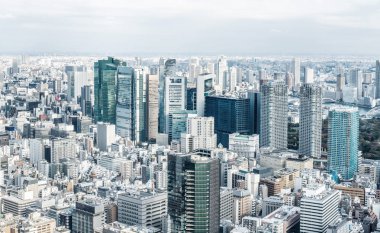 Tokyo şehir mimarisinin gün ışığında görünümü, Japonya