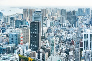 Tokyo şehir mimarisinin gün ışığında görünümü, Japonya