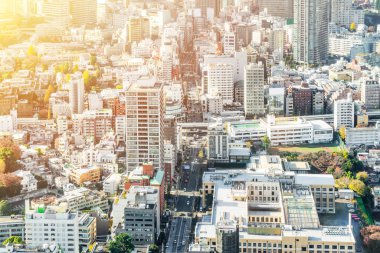 Tokyo şehir mimarisinin gün ışığında görünümü, Japonya