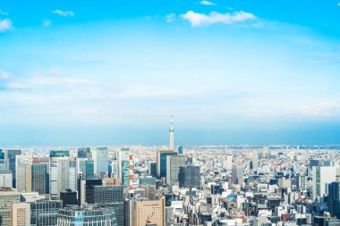 Tokyo şehir mimarisinin gün ışığında görünümü, Japonya