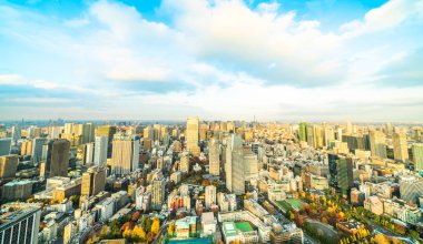 Tokyo şehir mimarisinin gün ışığında görünümü, Japonya