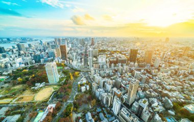 Tokyo şehir mimarisinin gün ışığında görünümü, Japonya