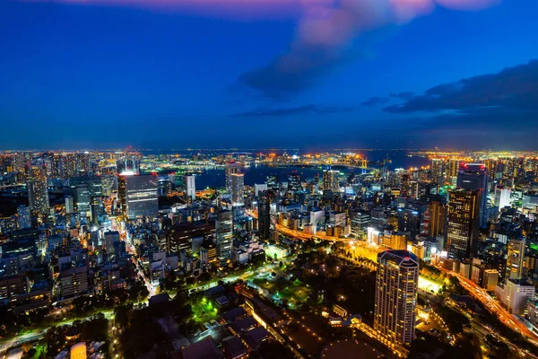 Vue Panoramique Des Bâtiments Ville Nuit Tokyo Japon — Photo