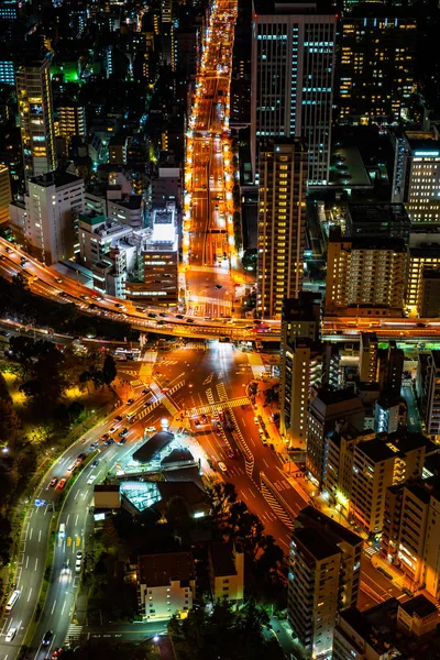 Вид Повітря Tokyo Міських Будівель Вночі Японія — стокове фото