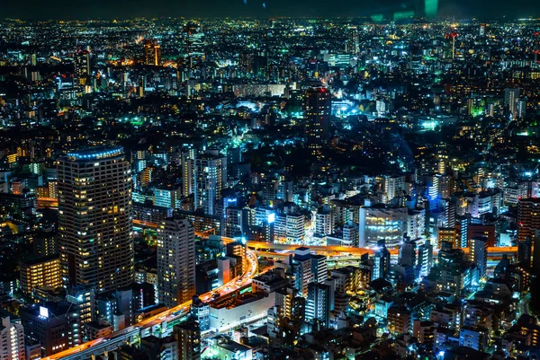 夜間の東京都市の建物の航空写真 — ストック写真