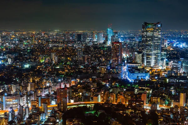 Vue Aérienne Des Bâtiments Ville Tokyo Nuit Japon — Photo