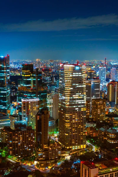 Vista Aérea Los Edificios Ciudad Tokio Por Noche Japón — Foto de Stock
