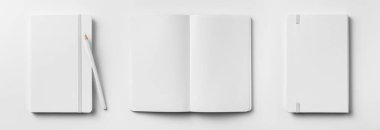 Ön kapalı manzaralı, elastik bant ve kalemle açılan ve geri dönen dizüstü bilgisayarlar. 