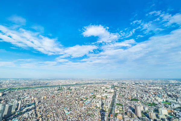 Panoramische Stedelijke Stad Skyline Luchtfoto Ochtendzon Tokio Japan — Stockfoto