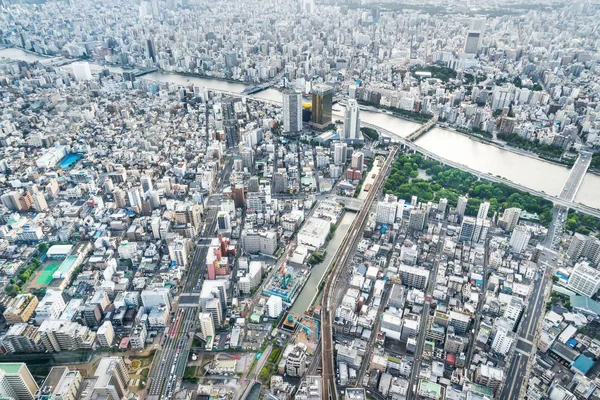Panorama Urban City Skyline Aerial Utsikt Morgon Solsken Tokyo Japan — Stockfoto
