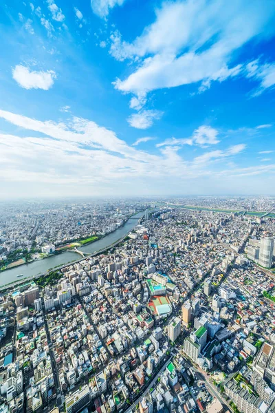 Panoramische Stedelijke Stad Skyline Luchtfoto Ochtendzon Tokio Japan — Stockfoto