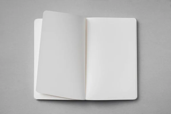 Σχεδίαση Concept Επάνω Όψη Του Λευκού Σημειωματαρίου Κενή Ανοιχτή Στροφή — Φωτογραφία Αρχείου