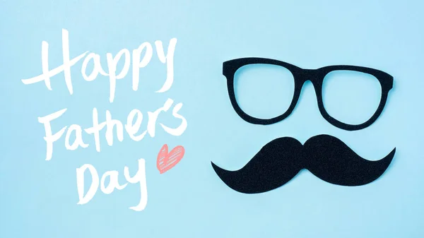 Top View Fathers Day Layout Silhouette Eyeglasses Beard Copy Space — Stock Photo, Image